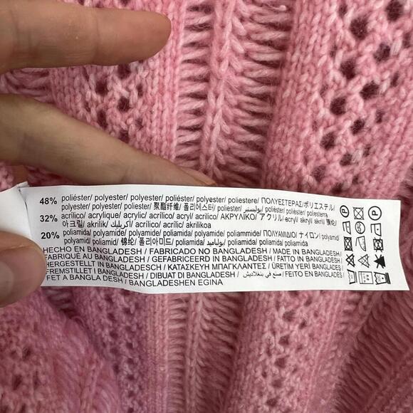 Brand New Zara Girl 8082/704 11-12 year old Pink Crochet Knit Sweater Top Boho - Picture 2 of 9